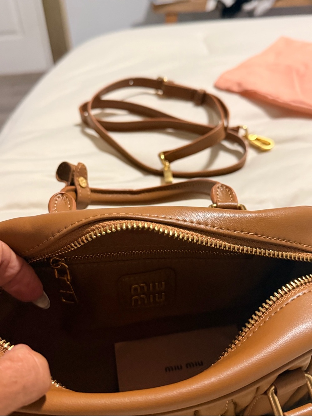 Miu Miu Quilted Matelassé Satchel in Brown with Gold Hardware - Picture 7 of 13